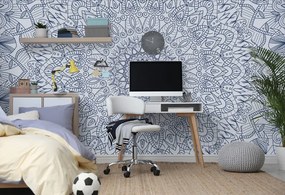 Carta da parati autoadesiva – Mandala decorativa dettagliata in blu