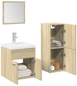 Set Mobili Da Bagno 4 Pz Rovere Sonoma İn Legno Multistrato /