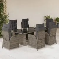 Set da Pranzo da Giardino 7 pz con Cuscini in Polyrattan Grigio 3213121