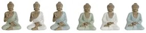 Statua Decorativa Home ESPRIT Bianco Verde Turchese Buddha Orientale 6 x 4 x 8,5 cm (6 Unità)