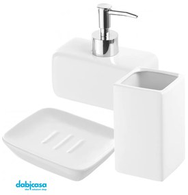 Set Bagno "Linea Dublino" 3 Pezzi in Ceramica Colore Bianco