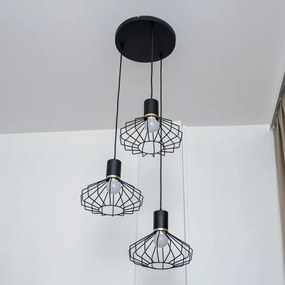 Lampadario a sospensione con cavo SOLANO 3xE27/15W/230V nero/oro