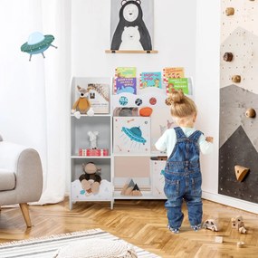 Costway Armadio con 3 livelli e 5 scompartimenti per bambini, Organizer con 2 cassetti per giocattoli e libri 3 Motivi