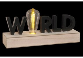 Decorazione luminosa DKD Home Decor World Nero Legno MDF (34 x 8 x 16 cm)