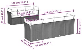 Set Divani da Giardino con Cuscini 8 pz Nero in Polyrattan