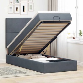 Struttura Letto Pouf Con Materassi 90x190 Cm İn Velluto /