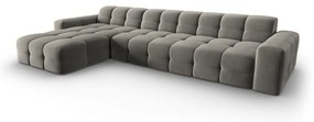 Divano angolare in velluto grigio (angolo sinistro) Kendal - Micadoni Home