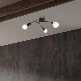 Plafoniera moderno Stella Ø 45 cm nero IP20, 3XE27