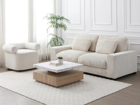 Tavolino girevole con 1 cassetto in MDF Effetto marmo Bianco e Naturale - KYRIA
