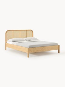 Letto in legno con testiera in vimini Jones