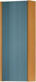 Pensile bagno Niwa cannettato laccato opaco senape con vetro blu pacifico, 1 anta P17 x L30 x H78.5 cm