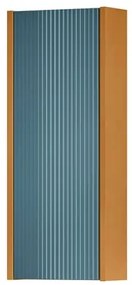 Pensile bagno Niwa laccato opaco senape con vetro blu pacifico, 1 anta apertura da sinistra P 17 x L 30 x H 78.5 cm