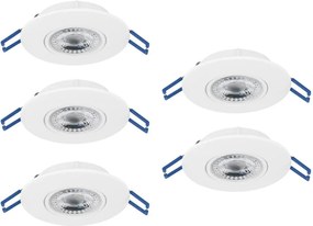 Eglo 300185 - SET da 5 faretti LED da incasso GEDREZ, LED 4,9W/230V, Ø 9 cm, bianco