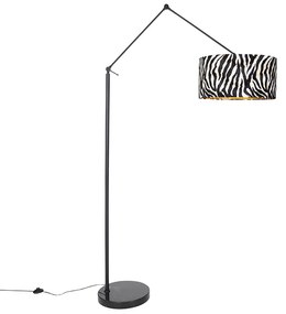 Lampada da terra nera con paralume a zebre 50 cm - Editor
