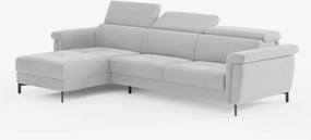 Capri Divano letto angolare con penisola contenitore e poggiatesta reclinabili - elegante tessuto smacchiabile T30