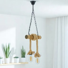 Lampadario a sospensione con catena KOS 2xE27/60W/230V faggio