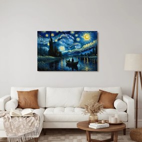 Quadro su tela – Barca sotto il cielo notturno