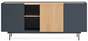 Cassettiera bassa in rovere decorato in colore antracite-naturale 180x78 cm Otto - Teulat