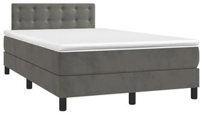 Giroletto a molle con materasso grigio scuro 120x200 cm velluto