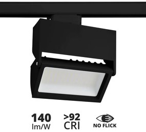 Faro LED 44W per Binario Trifase 100° Nero con driver Philips CRI92 Colore Bianco Caldo 3.000K