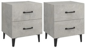 Comodini 2 pz grigio cemento 40x35x47,5 cm