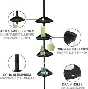 Mensola da bagno telescopica/ad angolo nera in plastica Compact – Wenko