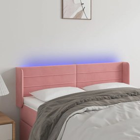 Testiera A Led Rosa 147x16x78/88 Cm İn Velluto /