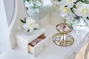 Toeletta da trucco con specchio classica bianca avorio Bella 902B-Arrediorg