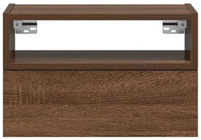 Comodini a muro 2 pz rovere marrone 45x26x28,5 cm