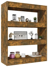 Libreria/divisorio rovere fumo 80x30x103 cm legno multistrato
