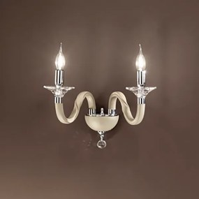 Applique GALA 37 cm in vetro con dettagli in metallo 2 Luci Tortora