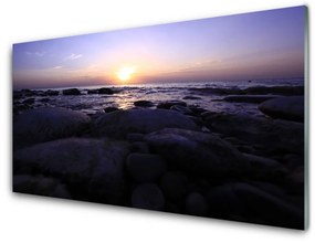 Quadro acrilico Paesaggio marino di pietre 100x50 cm