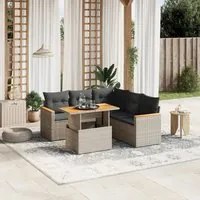 Set Divano da Giardino 6 pz con Cuscini Grigio in Polyrattan 3273076