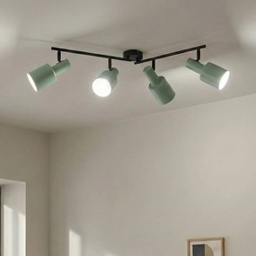 Lindby fatto da soffitto Ovelia, verde, 80 cm, a 4 luci, E27 Ovelia Lindby, dimmerabile, Nero, Soggiorno / Sala da pranzo, Metallo, Moderno, Faretto