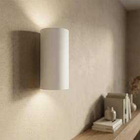 Applique da Parete 2xGU10 Cilindrica Ø75mm in Gesso Pitturabile