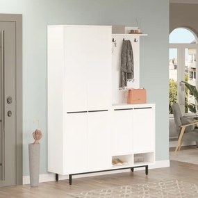 Mobile Ingresso Multiripiano Con Scarpiera E Appendiabiti Whisper Bianco