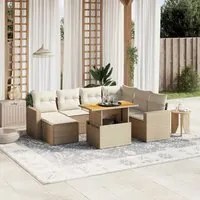 Set Divano da Giardino 8 pz con Cuscini Beige in Polyrattan 3275606