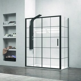 Cabina doccia colore nero 110x90 vetro con riquadri neri NICO-D3000S - KAMALU
