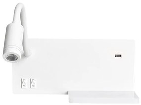 Applique LED SHELF 1xLED/4W+1xLED/5W+1xLED/2W/230V + porta USB bianca