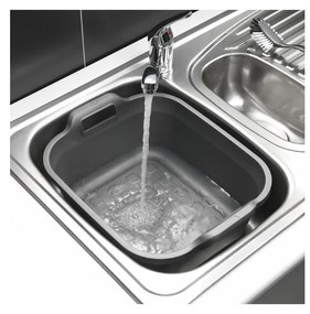 Lavorazione in plastica grigio metallizzato con due manici , 39 x 32 x 14 cm - Addis