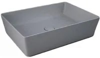 Lavabo da appoggio rettangolare bordi sottili Sensation in ceramica 50x36 cm- Grigio Opaco