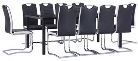 Set Sala Da Pranzo 11 Pz İn Similpelle Nero /