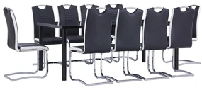 Set Sala Da Pranzo 11 Pz İn Similpelle Nero /