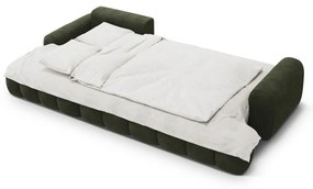 Divano angolare verde allungabile/con contenitore (con penisola a sinistra/con chaise lounge) con rivestimento in velluto Linz – Cosmopolitan Design