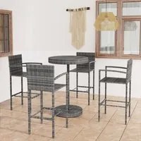 Set da Bar da Giardino 5 pz in Polyrattan Grigio cod mxl 35150