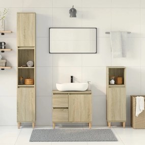 Set Mobili Da Bagno 3 Pz Rovere Sonoma İn Legno Multistrato /