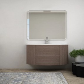 Mobile per bagno Nairobi 120 cm sospeso Rovere scuro con specchio led