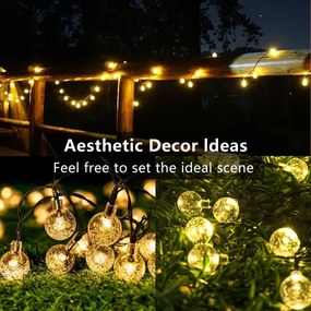 Brilagi - Catena luminosa solare decorativa BUBBLE a LED, 50 LED, 8 modalità, 7 m, IP65, bianco caldo