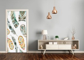 Sticker porta Piume etniche 95x205 cm