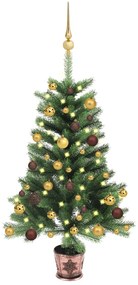 Albero di Natale Preilluminato con Palline Verde 90 cm